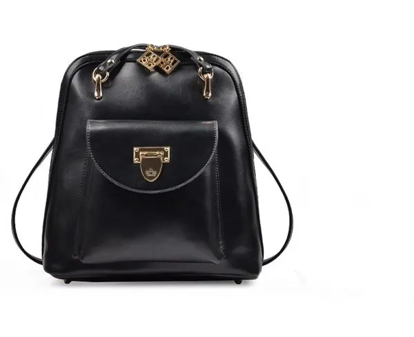 2 in 1 Backpack Handbag for Women with Gold Details