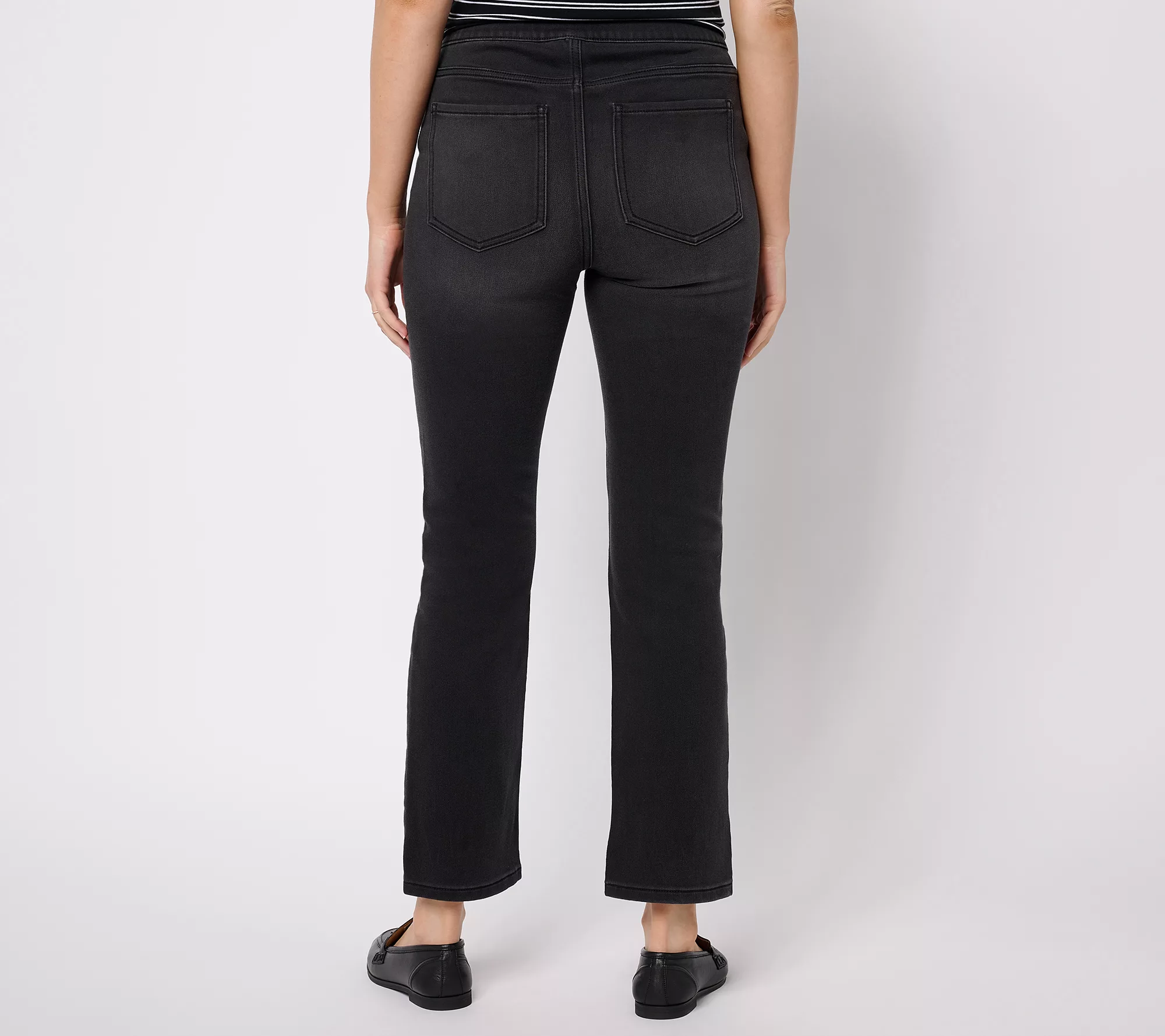 "As Is" Isaac Mizrahi Live! Tall Black Denim Pull On Straight Jeans