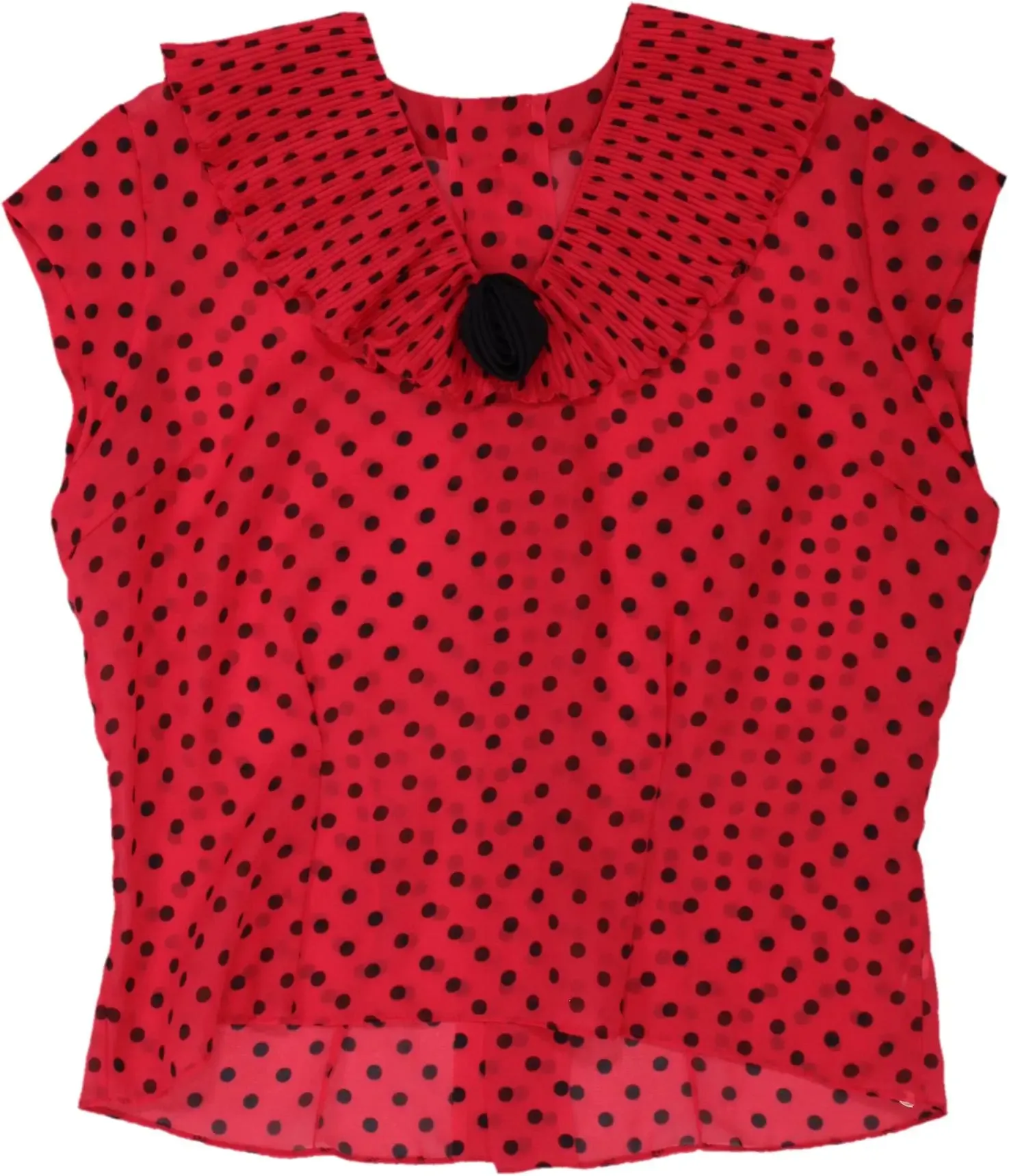 80s Sleeveless Chiffon Top with Polkadot Print | ThriftTale