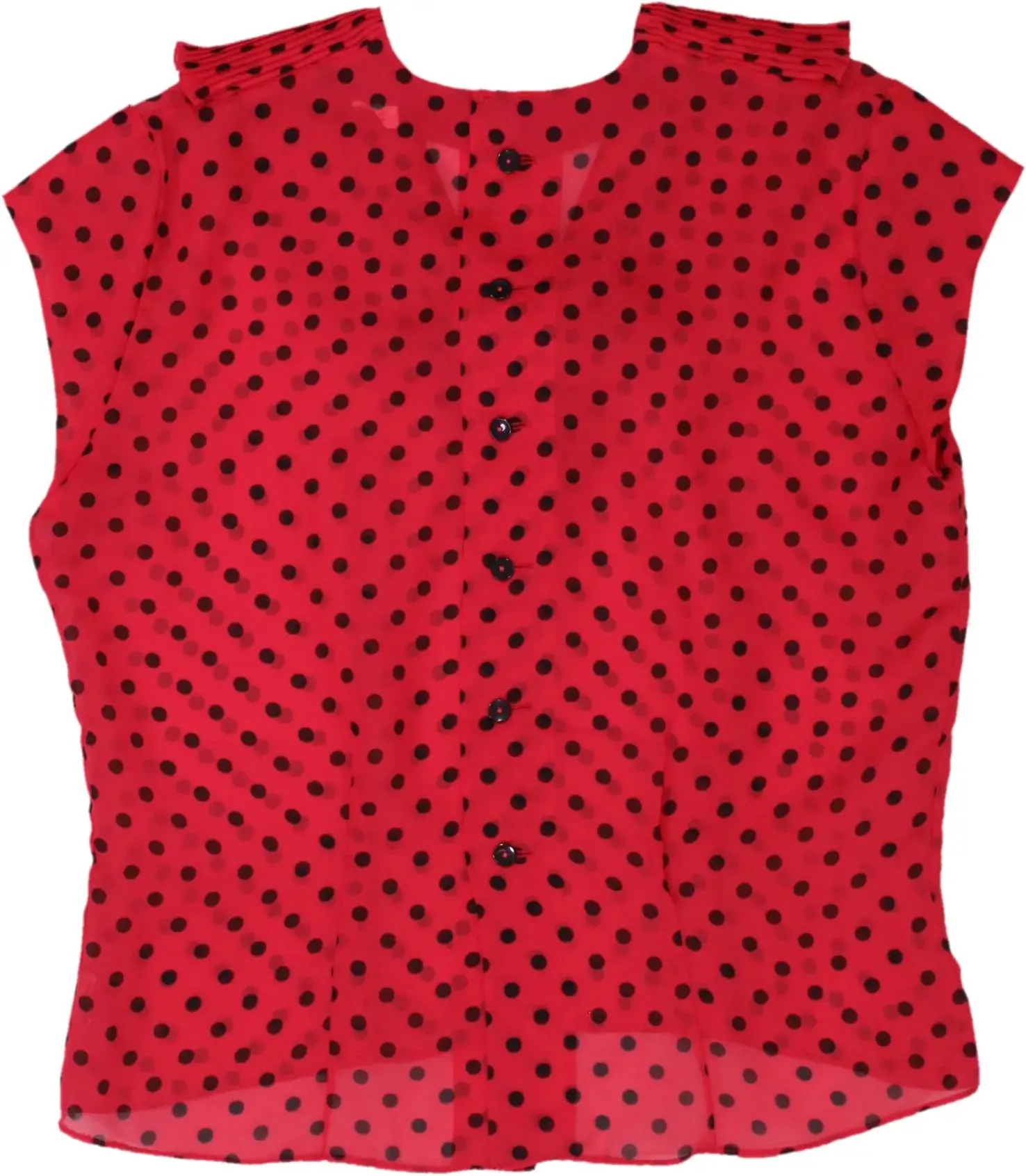 80s Sleeveless Chiffon Top with Polkadot Print | ThriftTale