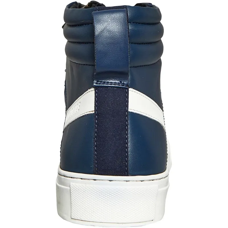 883 Police Mens Ryder High Top Trainers Navy/White