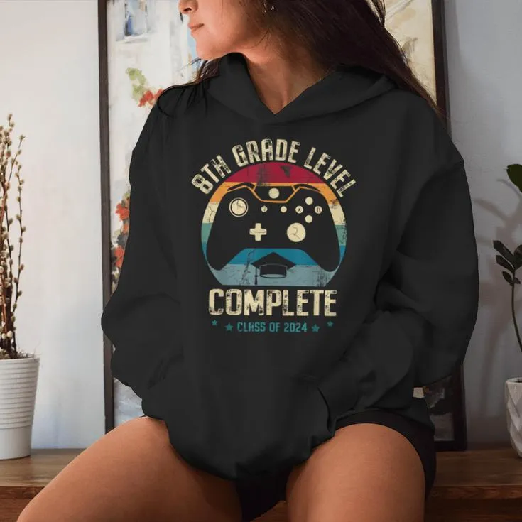 8Th Grade Level Complete Gamer Class Of 2024 Graduation Boy Women Hoodie