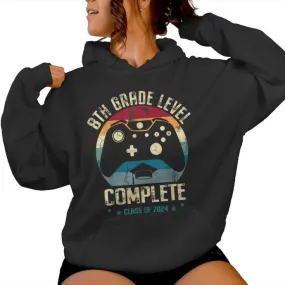 8Th Grade Level Complete Gamer Class Of 2024 Graduation Boy Women Hoodie