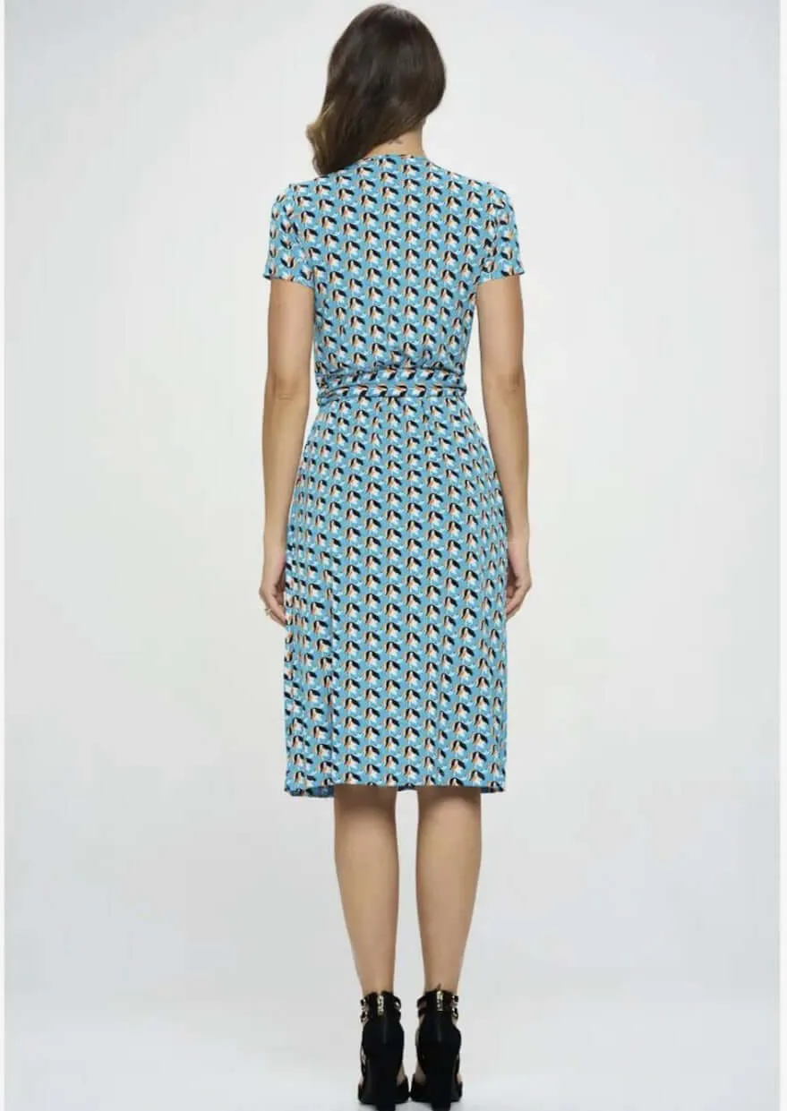 A Feminine Touch Tulip Print Wrap Dress Made in USA