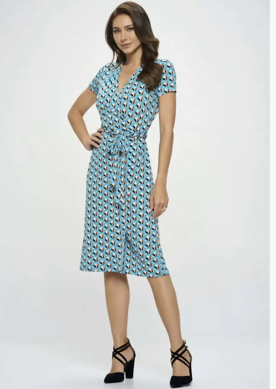 A Feminine Touch Tulip Print Wrap Dress Made in USA