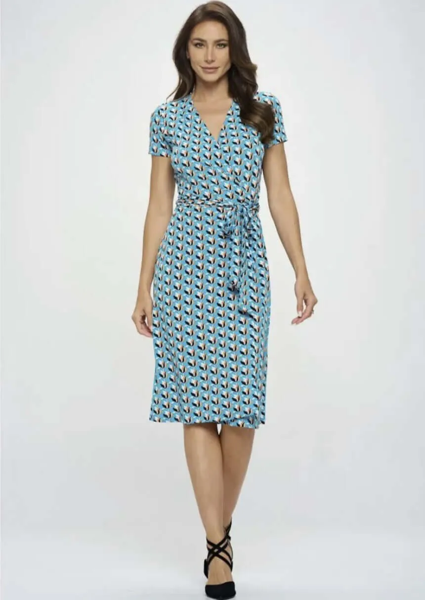 A Feminine Touch Tulip Print Wrap Dress Made in USA