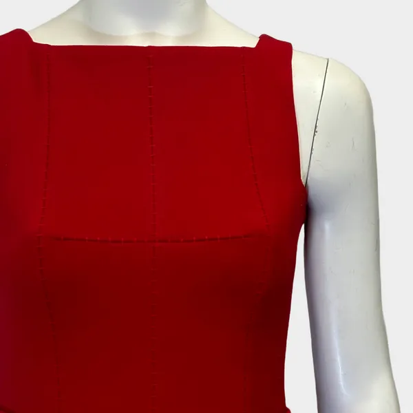 Amanda Wakeley red viscose sleeveless belted top