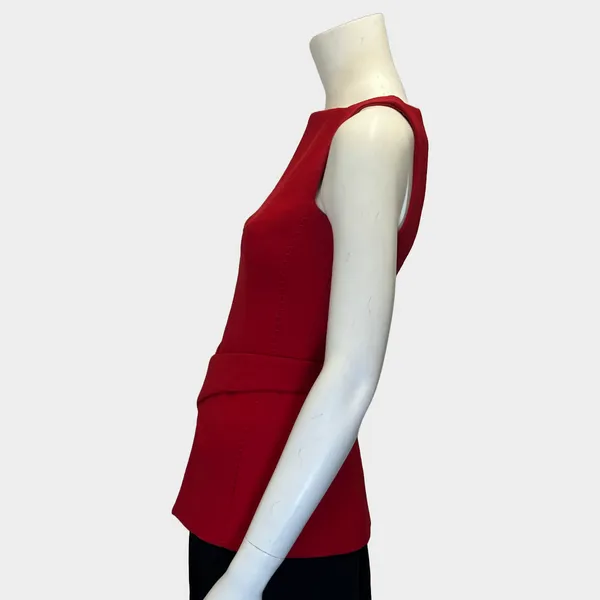 Amanda Wakeley red viscose sleeveless belted top