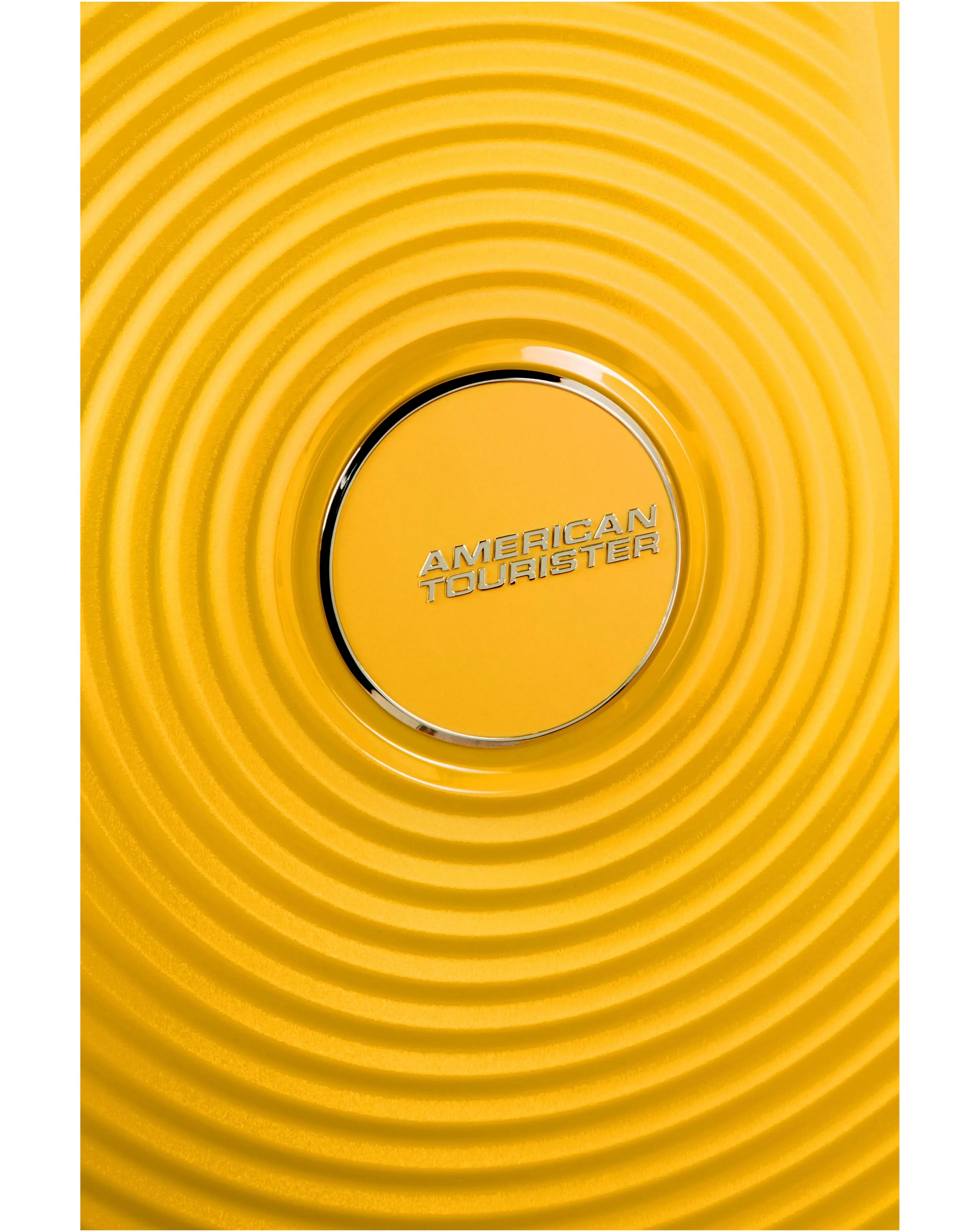 American Tourister Soundbox Spinner 77cm Large Suitcase Golden Yellow | Simply Be