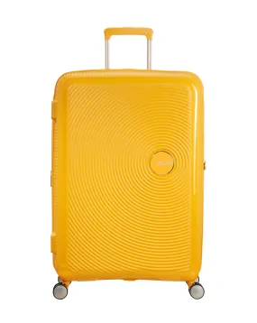 American Tourister Soundbox Spinner 77cm Large Suitcase Golden Yellow | Simply Be