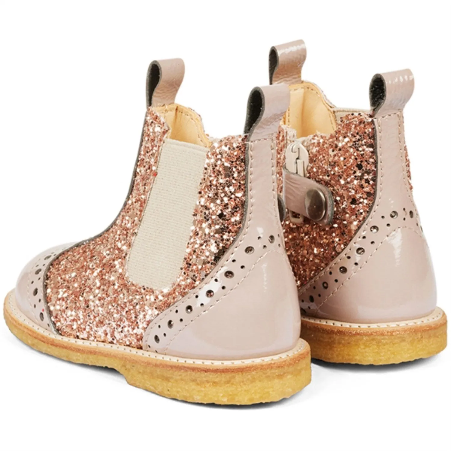 Angulus Dusty almond/Maple glitter/Elastic Classic Chelsea Glitter Boot