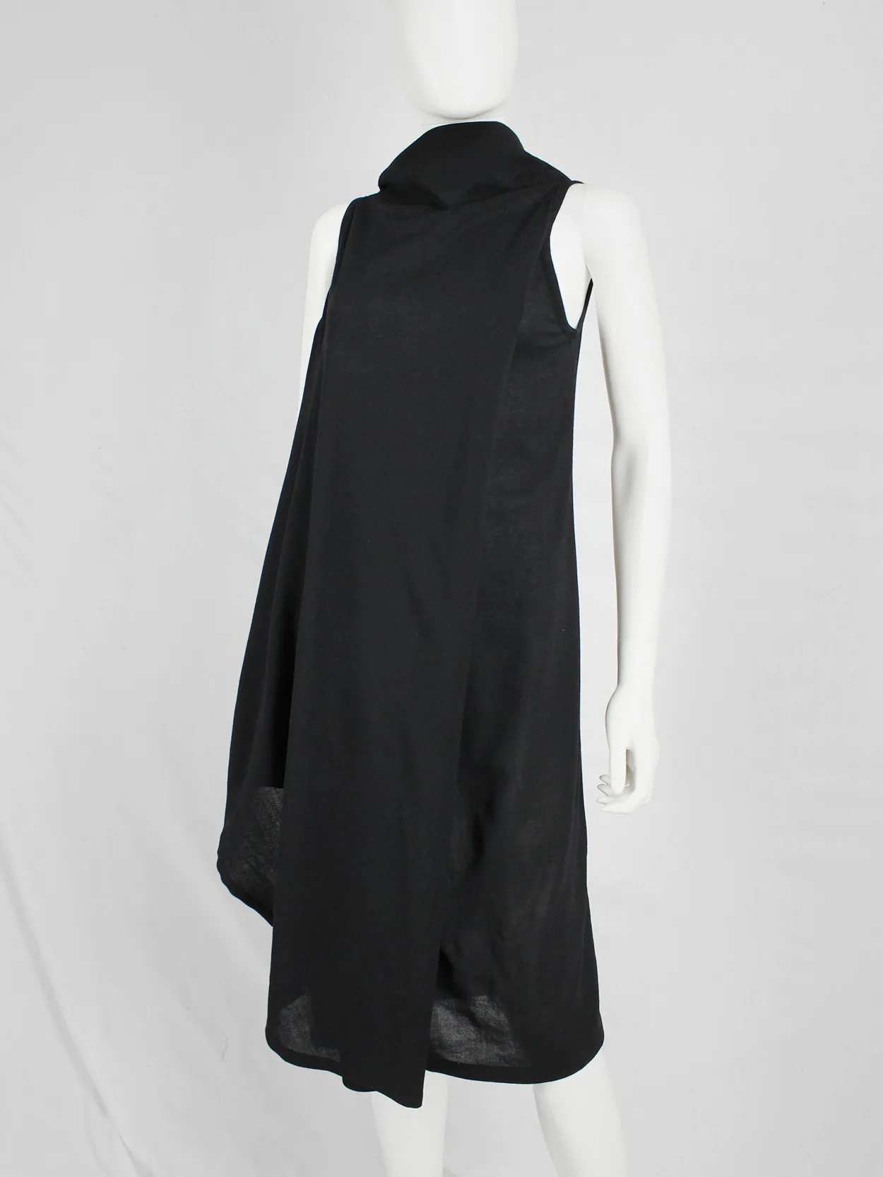 Ann Demeulemeester black asymmetric wrap dress