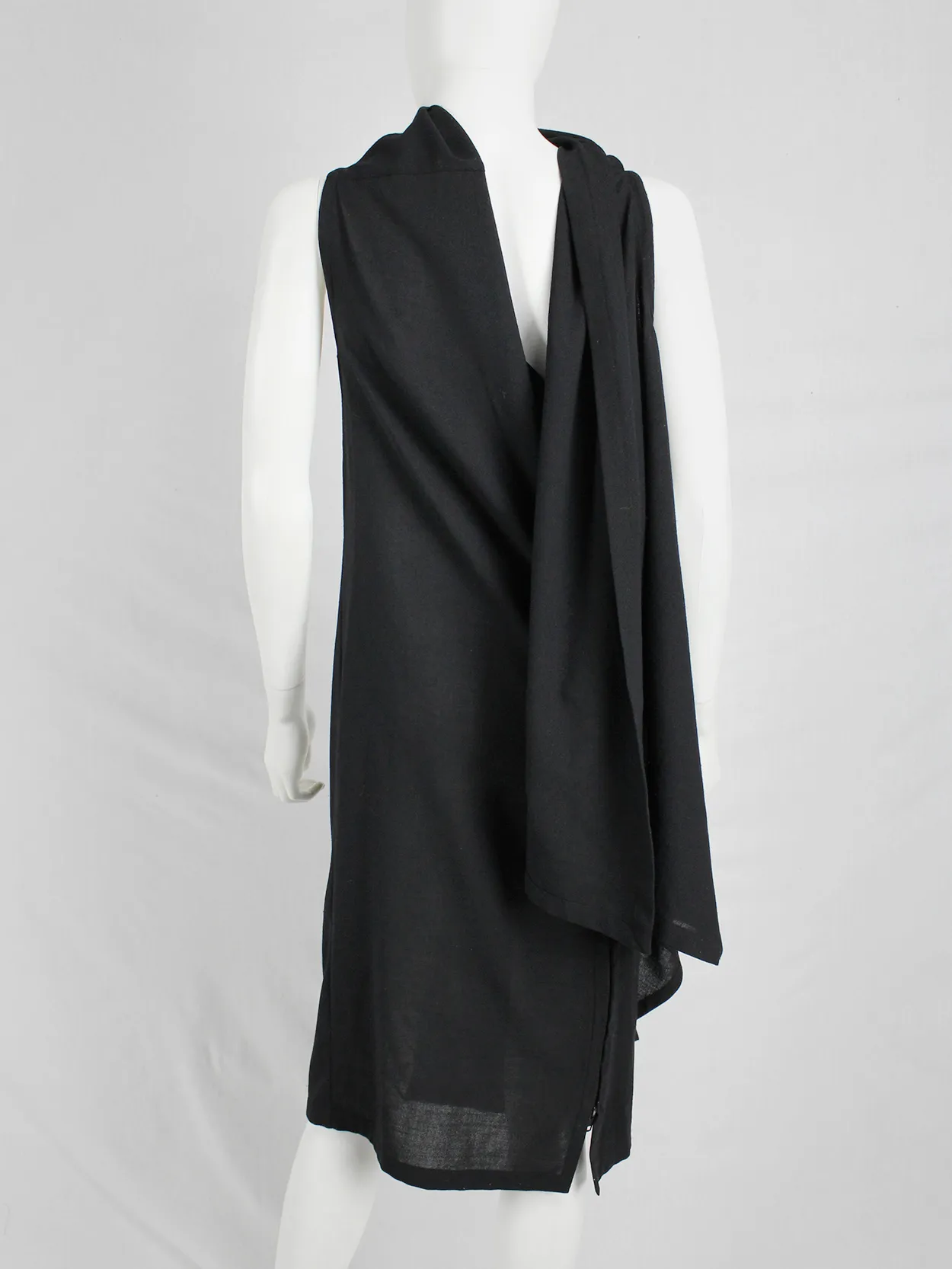 Ann Demeulemeester black asymmetric wrap dress