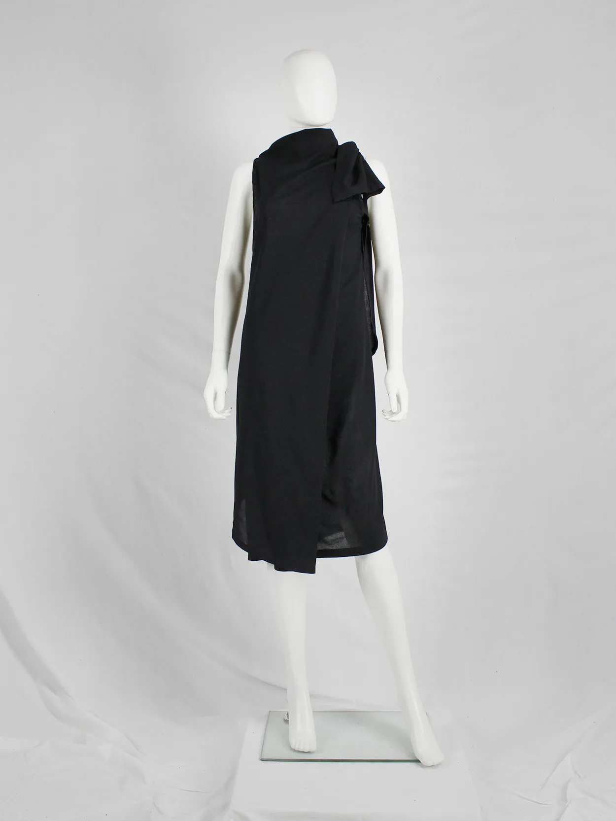 Ann Demeulemeester black asymmetric wrap dress