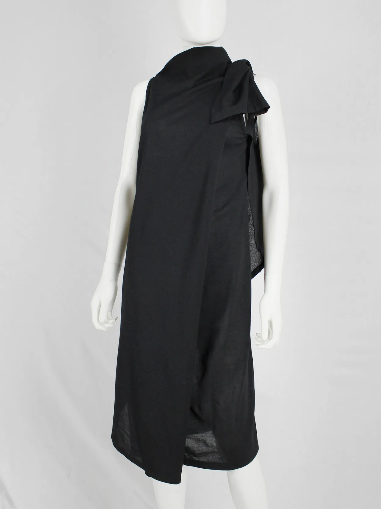 Ann Demeulemeester black asymmetric wrap dress