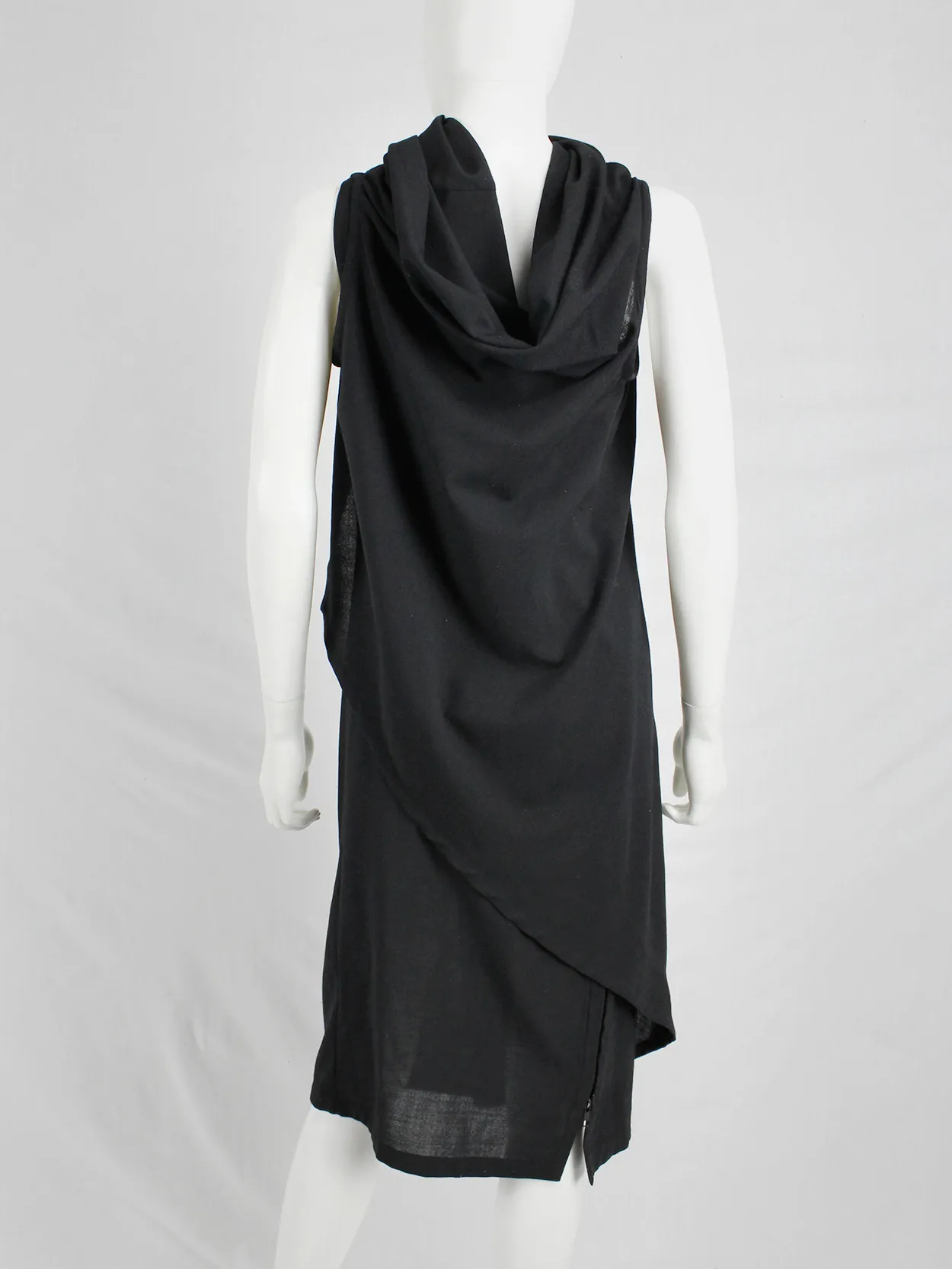 Ann Demeulemeester black asymmetric wrap dress