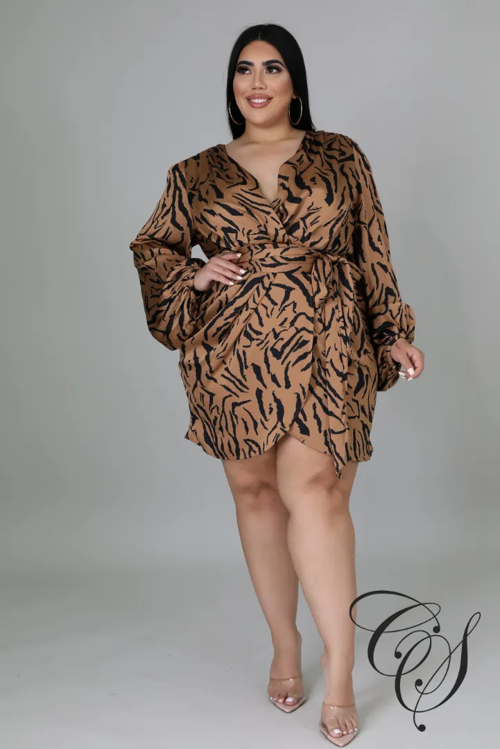 Annica Mocha Animal Print Wrap Dress