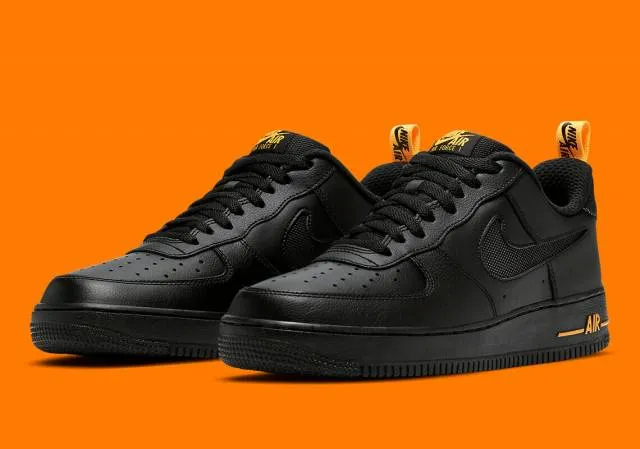 Authentic nike air force 1 '07 black laser orange cut out dc1429 002 men size