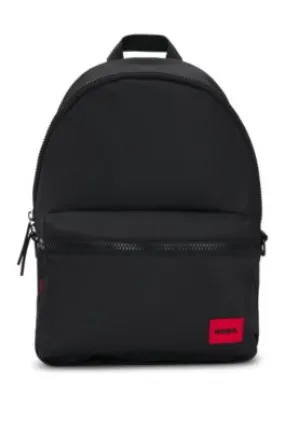 Backpack in matte fabric with red logo label