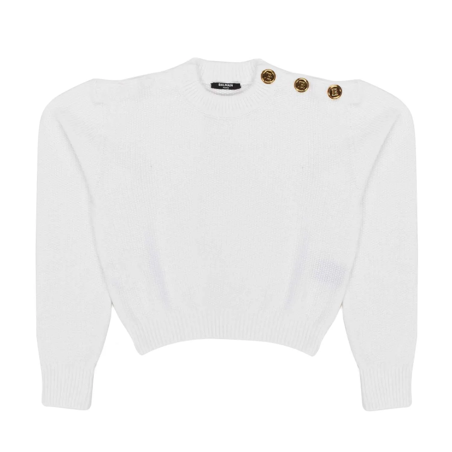 Balmain White Pullover With Gold Buttons For Teen Girl