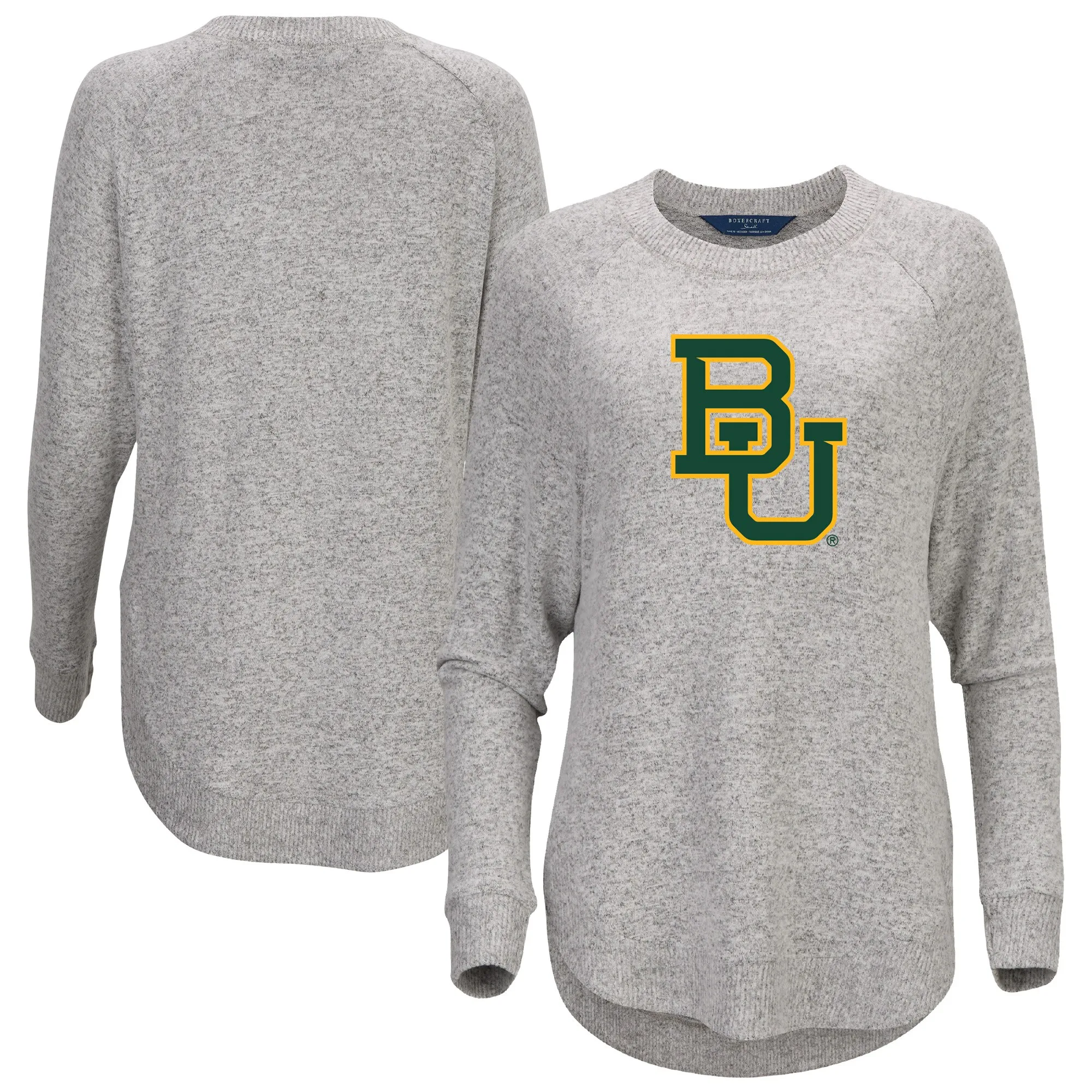 Baylor Bears Women's Gray Oversized Cuddle Raglan Tri-Blend Pullover Sweatshirt