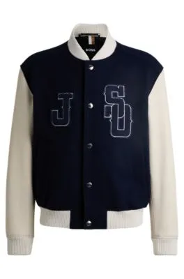 BOSS x Shohei Ohtani wool-blend baseball jacket with monogram details