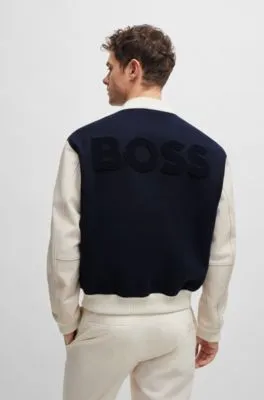 BOSS x Shohei Ohtani wool-blend baseball jacket with monogram details