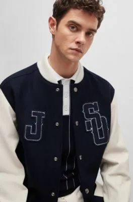 BOSS x Shohei Ohtani wool-blend baseball jacket with monogram details