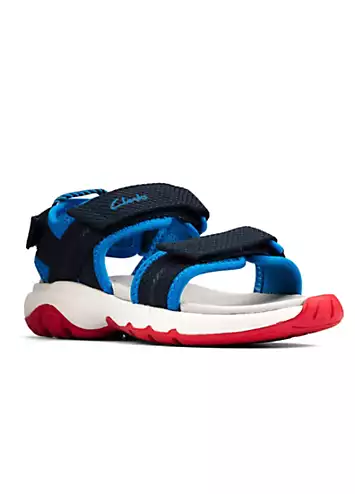 Boys Expo Sea Toddler G Wide Fitting Blue Multi Sandals by Clarks | Look Again