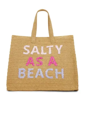 BTB LOS ANGELES SALTY AS A BEACH TOTE IN SAND FUCHSIA RAINBOW