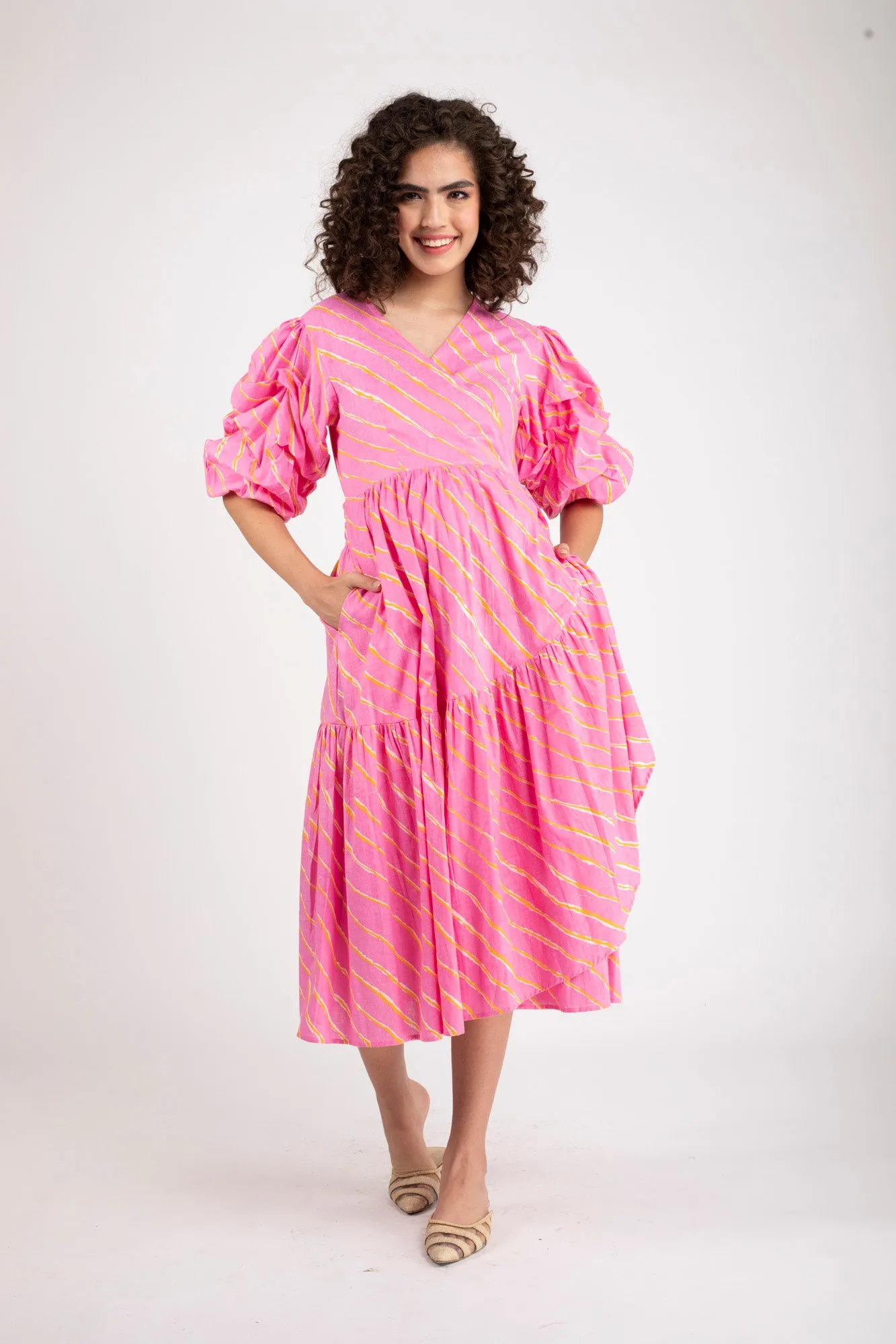 Bubblegum Pink Maternity & Nursing Frill Wrap Dress (100% Cotton)