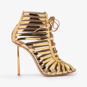 CAGE ANKLE BOOT 120 mm Nugget gold metallic gladiator ankle boot with straps