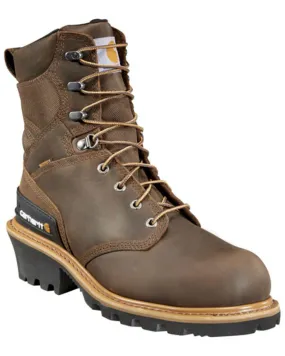 Carhartt 8" Crazy Horse Brown Waterproof Insulated Logger Boot - Composite Toe