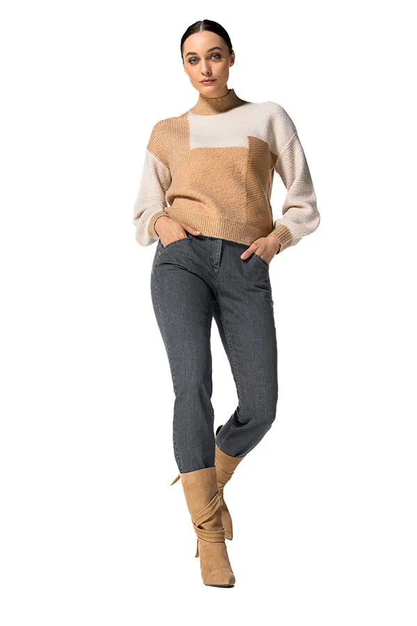 Caroline Biss BEIGE COLORBLOCK PULLOVER