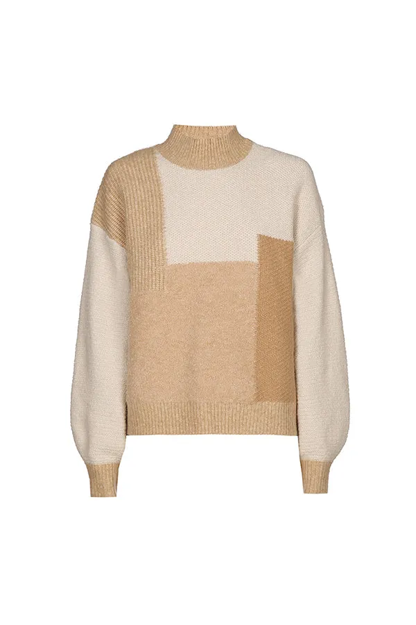 Caroline Biss BEIGE COLORBLOCK PULLOVER