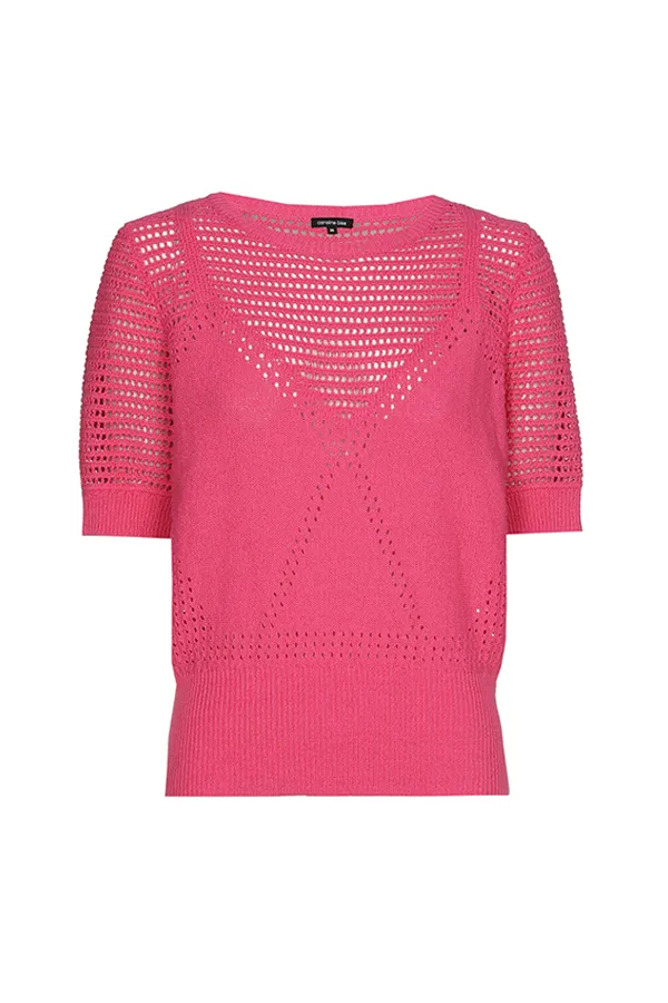 Caroline Biss PINK SEMI-SHEER KNITTED PULLOVER