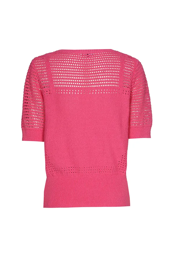 Caroline Biss PINK SEMI-SHEER KNITTED PULLOVER