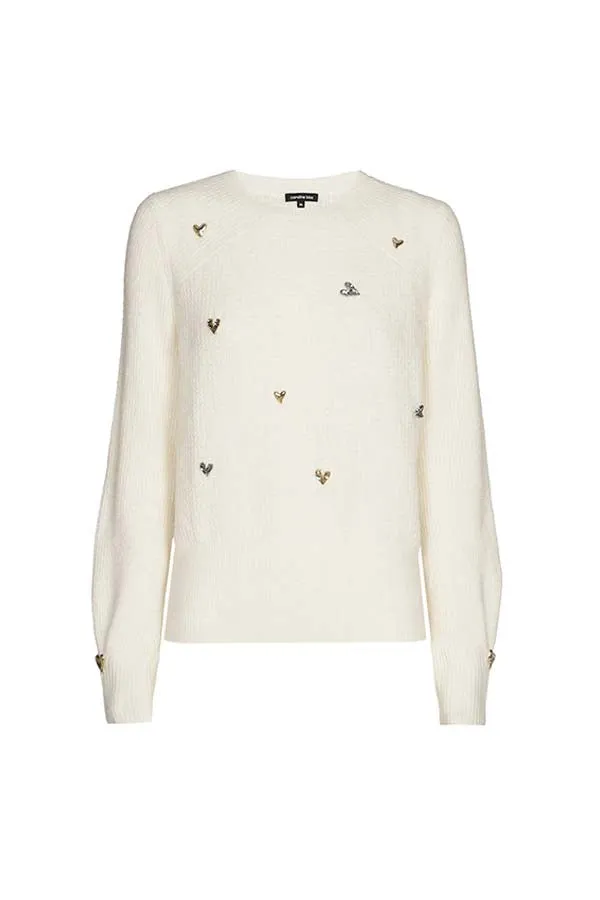 Caroline Biss WHITE HEART EFFECT PULLOVER