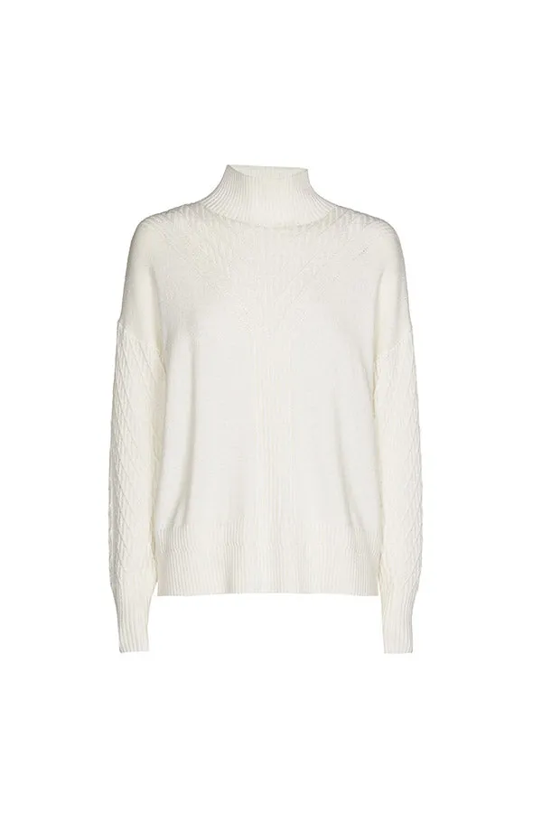 Caroline Biss WHITE ROLL NECK PULLOVER