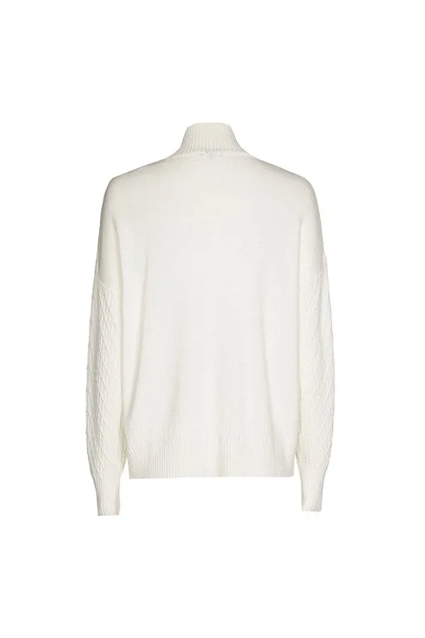 Caroline Biss WHITE ROLL NECK PULLOVER