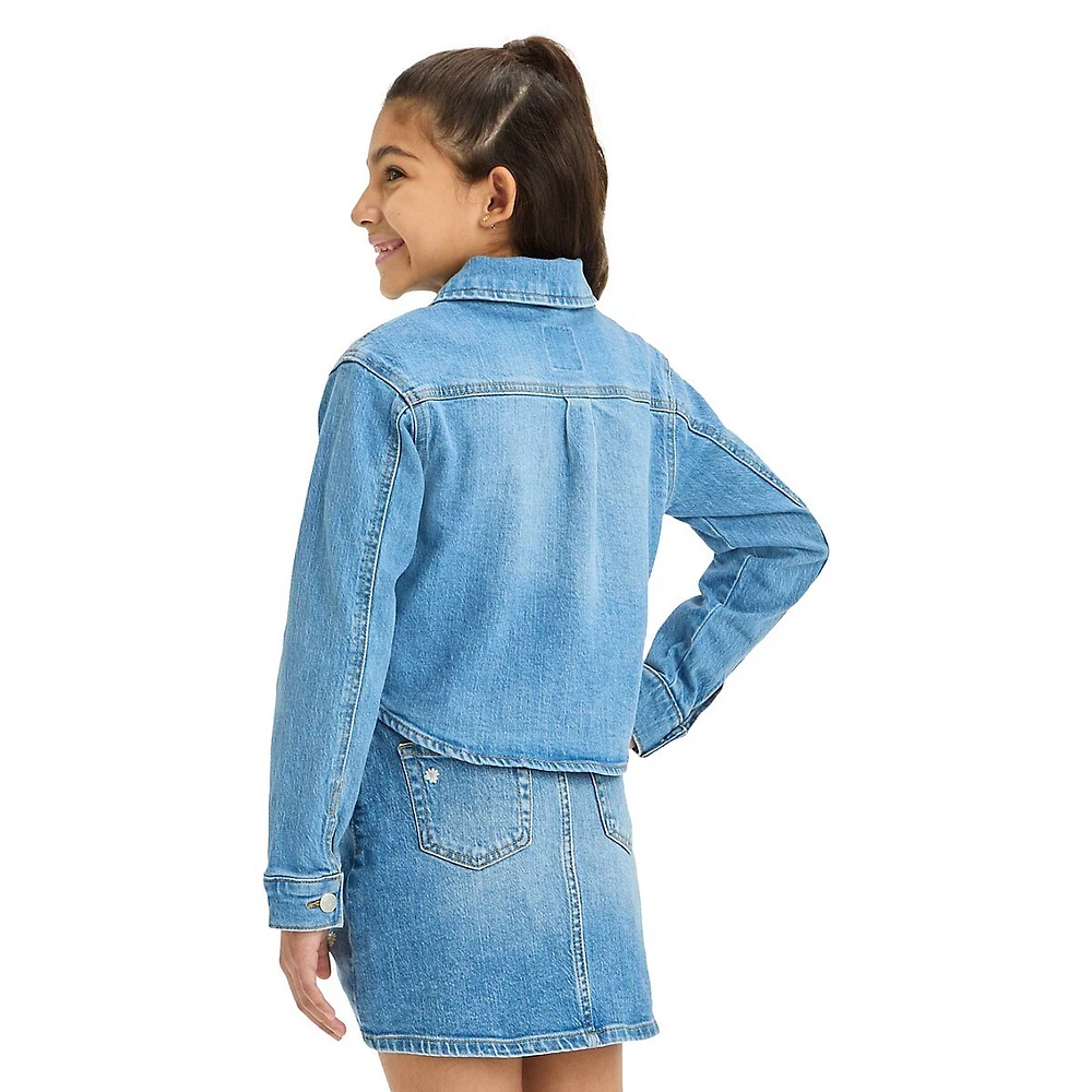 Cat & Jack Girl's Embroidered Daisies Jean Jacket