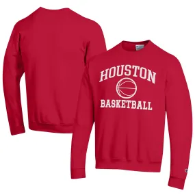 Champion  Houston Cougars Red Icon Logo Basketball Eco Powerblend Pullover Sweatshirt