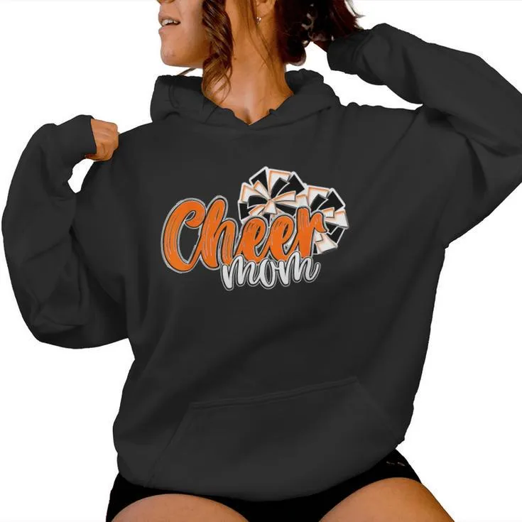 Cheer Mom Top Pom Poms Orange Mascot Colors School Women Hoodie