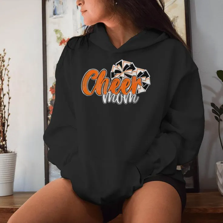 Cheer Mom Top Pom Poms Orange Mascot Colors School Women Hoodie