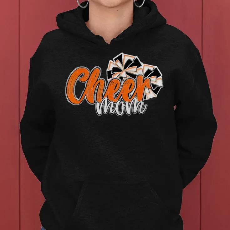 Cheer Mom Top Pom Poms Orange Mascot Colors School Women Hoodie