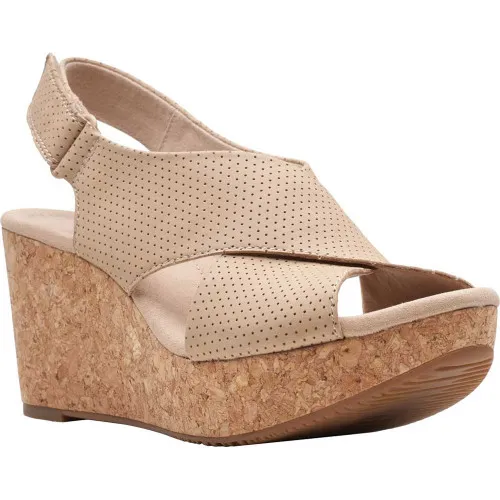 Clarks Women's Annadel Parker Wedge Sandal Sand Suede