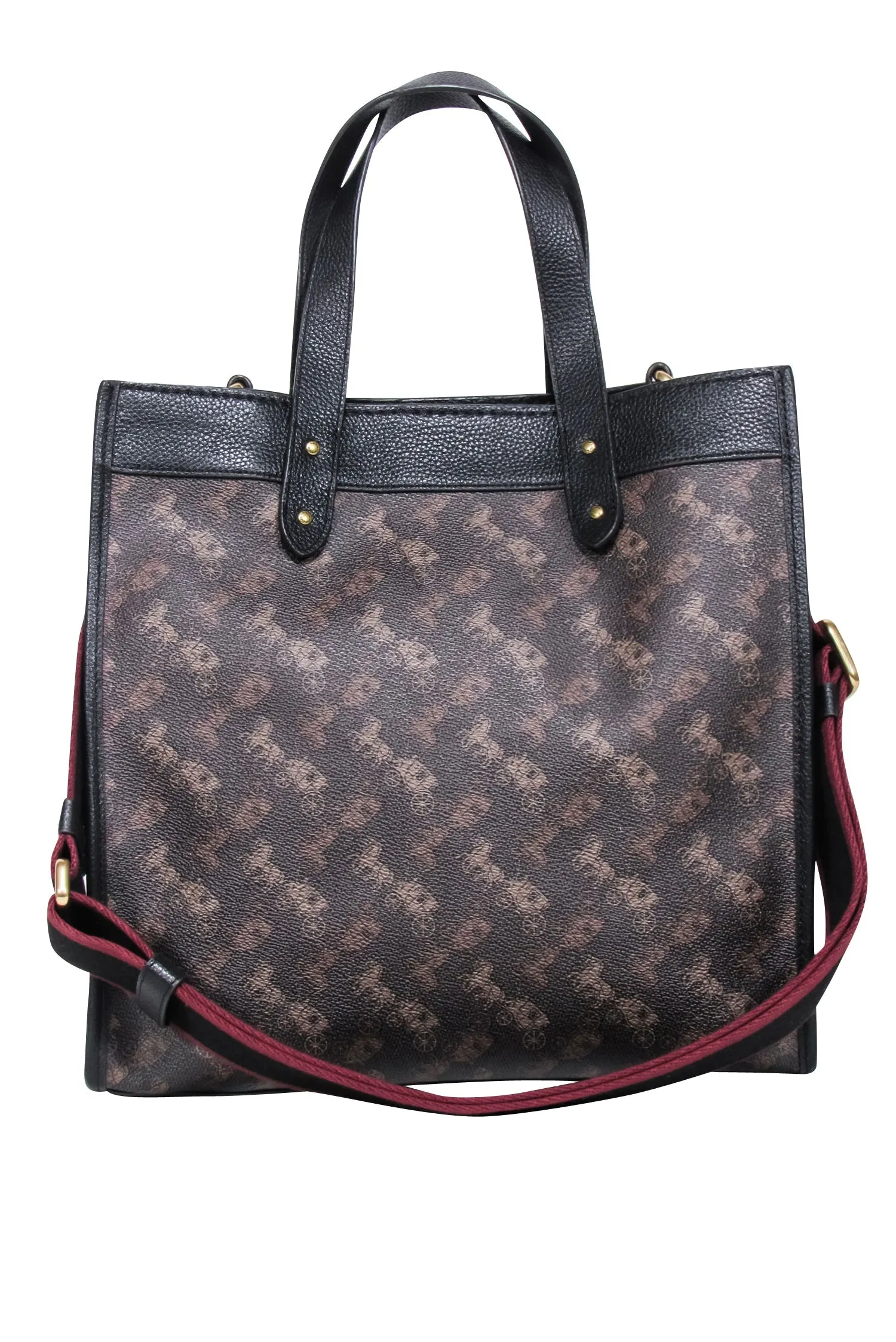 Coach - Dark Brown Field Tote With Horse & Carriage Print