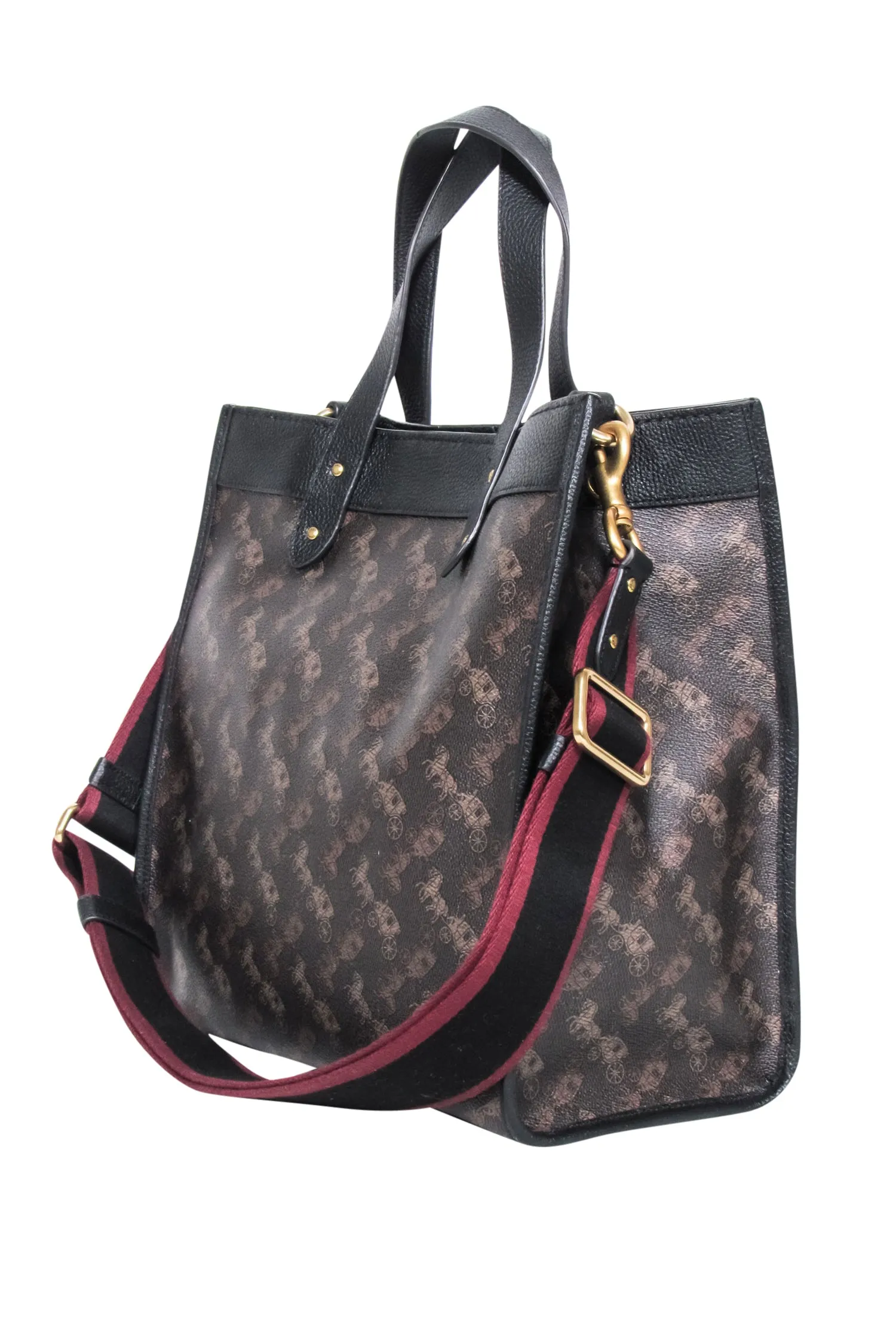 Coach - Dark Brown Field Tote With Horse & Carriage Print