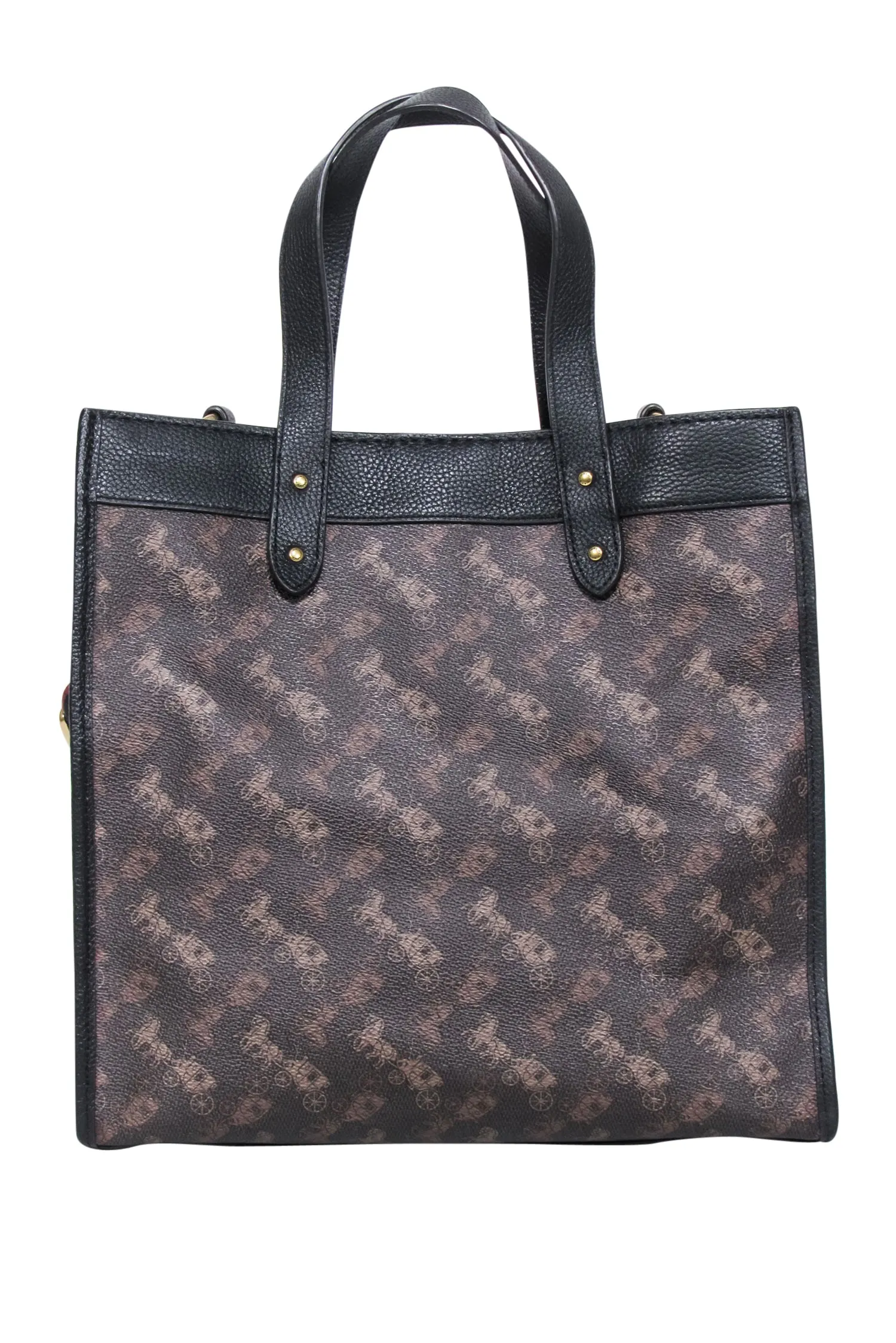 Coach - Dark Brown Field Tote With Horse & Carriage Print