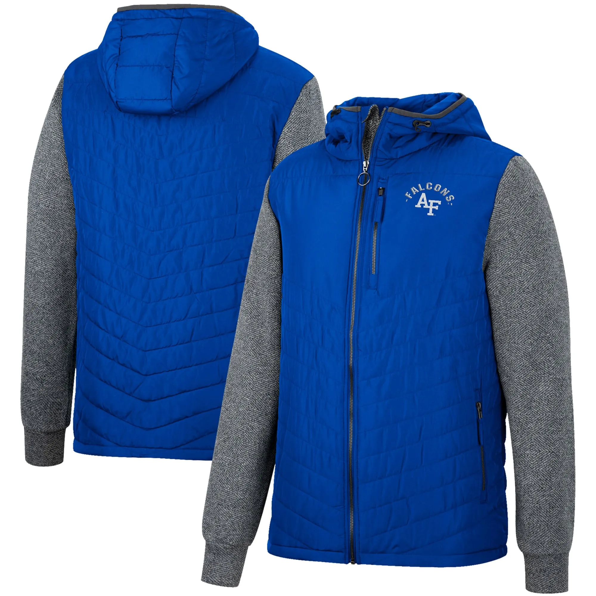 Colosseum Air Force Falcons Royal/Charcoal Course Herringbone Full-Zip Hoodie